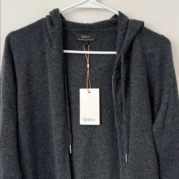 Quince Mongolian Cashmere Full-Zip Hoodie in Charcoal Size: S - Picture 6 of 7